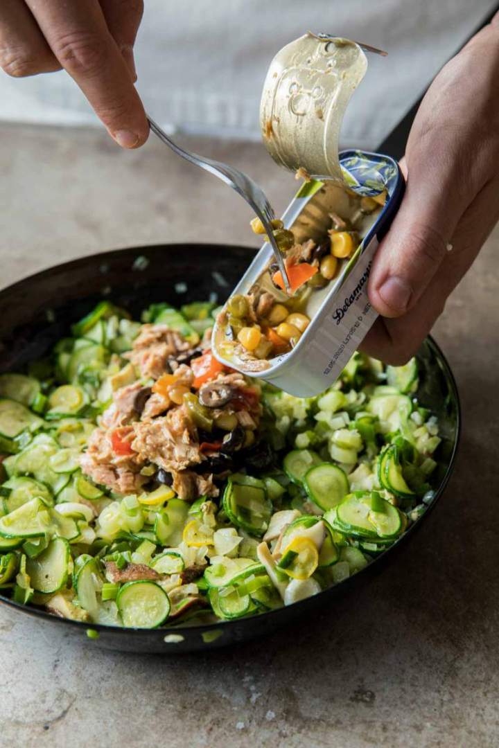 Seasonal Vegetables and Tuna Mediterana Tart