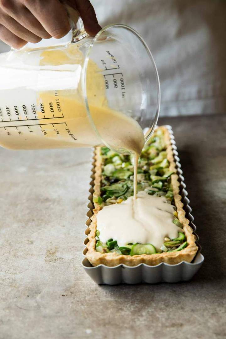 Seasonal Vegetables and Tuna Mediterana Tart before baking