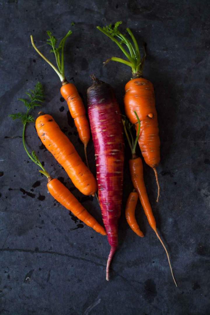 Homegrown colorful carrots