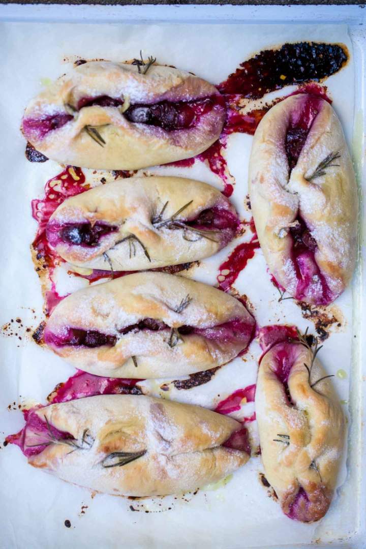 Baked Grape wraps with rosemary
