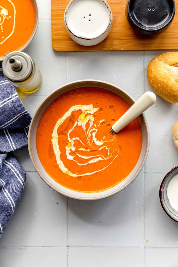 Roasted Red Pepper Soup with Rice